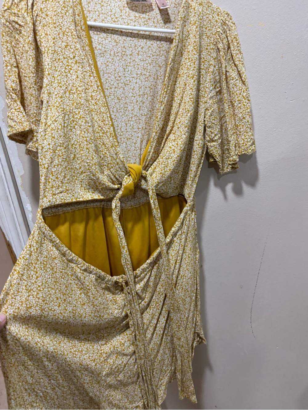 Yellow Floral Tie-Front Women’s Romper